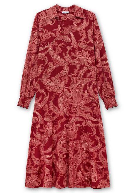 sheego by Joe Browns Jerseykleid mit Paisleydruck und Blusenkragen - weinrot gemustert sheego Fabrikladen