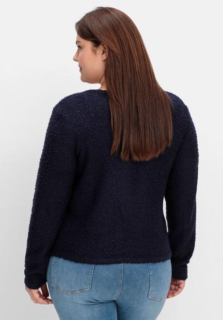 sheego Kurze Strickjacke aus weichem Bouclé - tiefblau sheego Begrenzt auf 3 Tage
