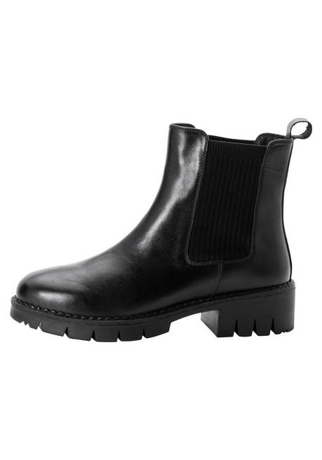 sheego Chelsea-Boots mit stark profilierter Sohle, aus Leder - schwarz sheego Im Verkauf