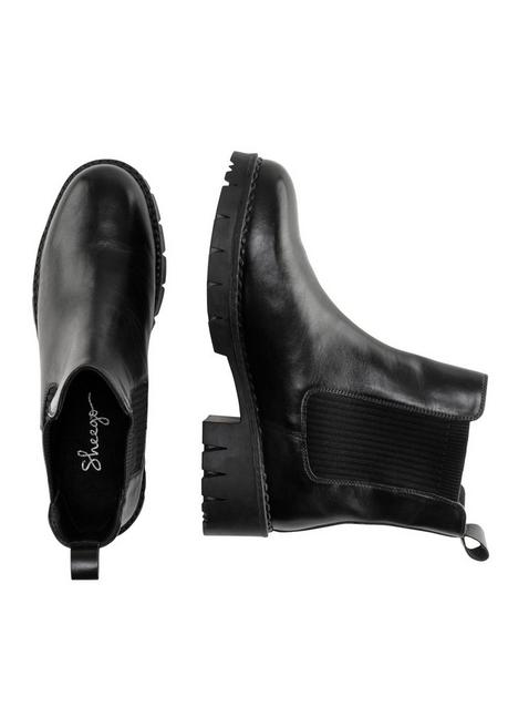 sheego Chelsea-Boots mit stark profilierter Sohle, aus Leder - schwarz sheego Im Verkauf