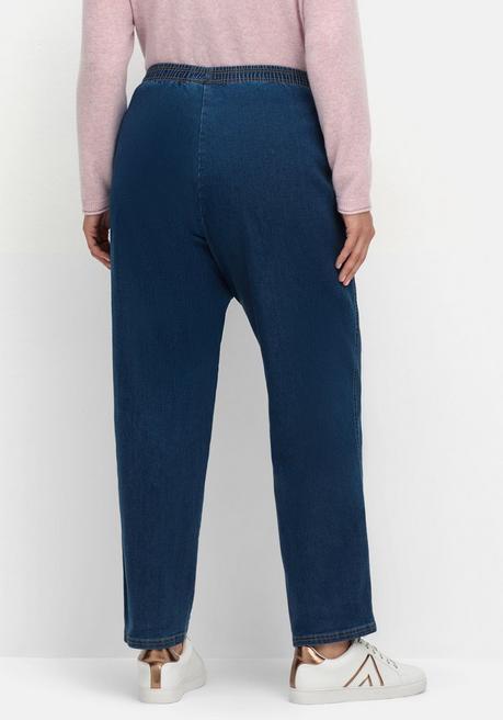 sheego Jeans in Karottenform, mit Stretchbund - dark blue Denim sheego zollfrei