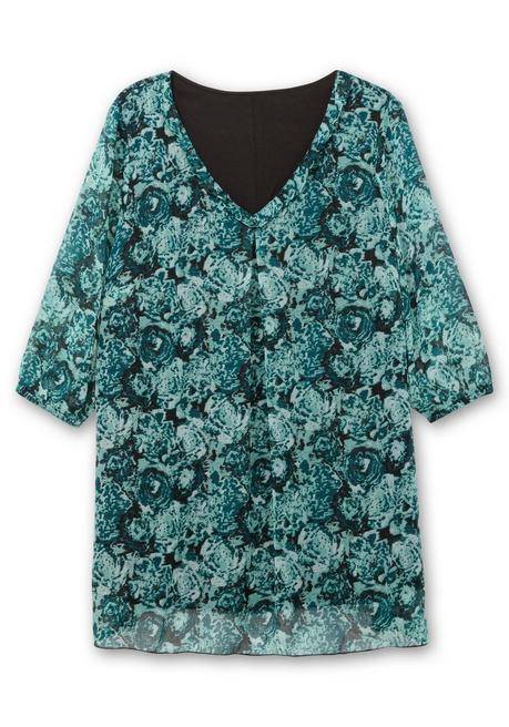 sheego Lange Tunika aus bedrucktem Chiffon, gefüttert - jade gemustert sheego 50% Rabatt für begrenzte Zeit