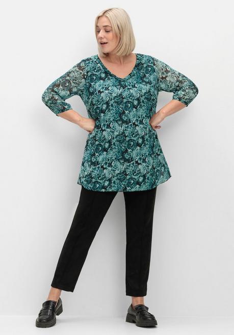 sheego Lange Tunika aus bedrucktem Chiffon, gefüttert - jade gemustert sheego 50% Rabatt für begrenzte Zeit