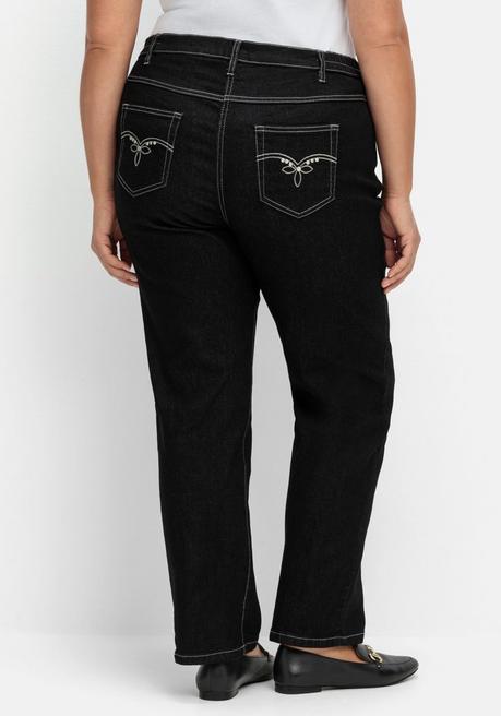 sheego Gerade Jeans mit seitlichem Stretchbund - black Denim sheego Auslauf