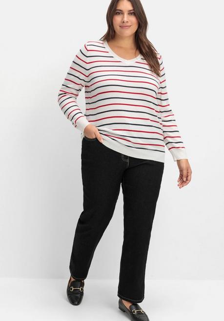 sheego Gerade Jeans mit seitlichem Stretchbund - black Denim sheego Auslauf