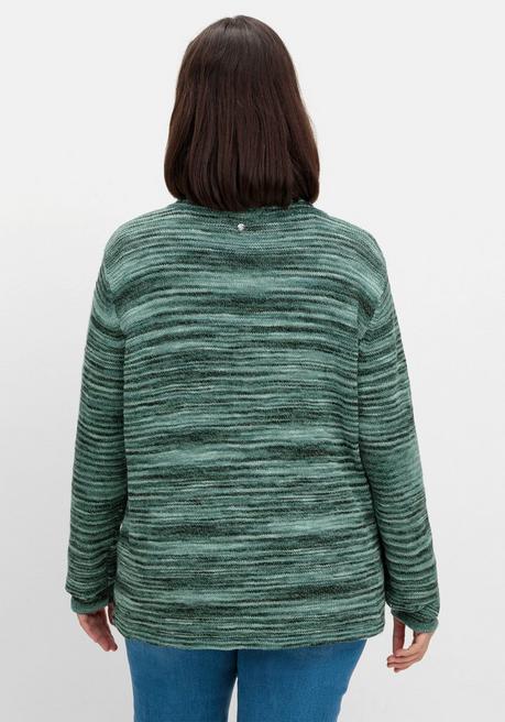 sheego Pullover in Flammgarn-Struktur - tiefgrün sheego Verkauf