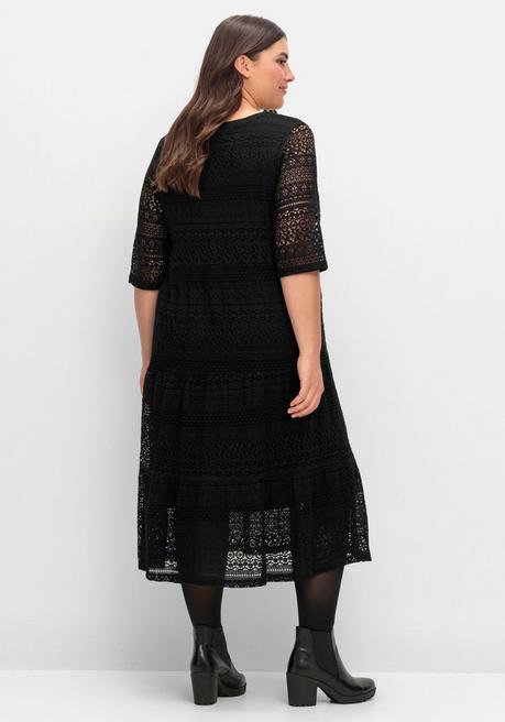 sheego Stufenkleid aus Spitze, mit blickdichtem Futter - schwarz sheego Angebote