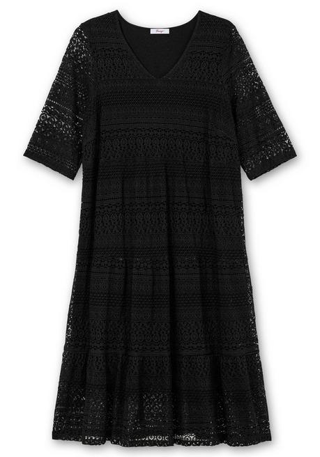 sheego Stufenkleid aus Spitze, mit blickdichtem Futter - schwarz sheego Angebote