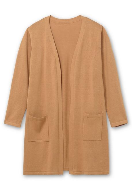 sheego Lange Strickjacke in offener Form, mit Taschen - camelfarben sheego Günstiger Verkauf