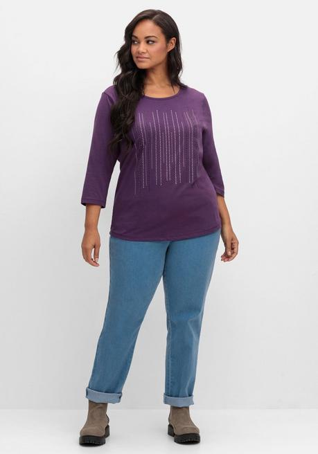 sheego 3/4-Arm-Shirt mit Glitzerstein-Applikation - traube sheego Meist gekauft