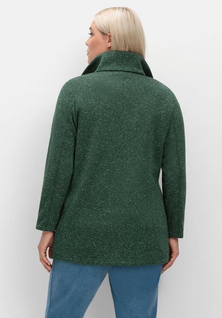 sheego Jacke aus meliertem Strickfleece - moosgrün sheego Kostenloser Versand