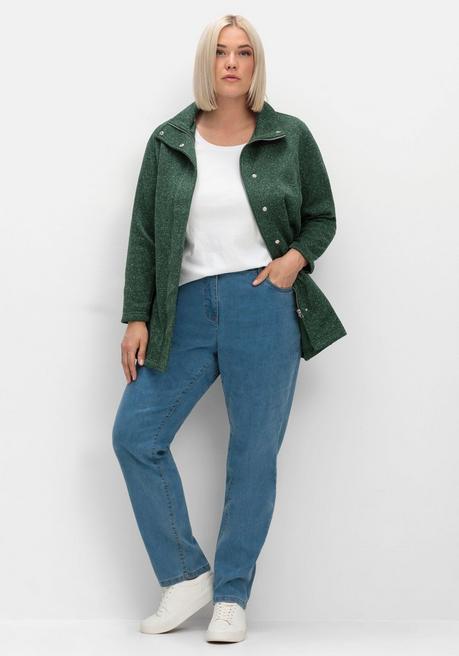 sheego Jacke aus meliertem Strickfleece - moosgrün sheego Kostenloser Versand