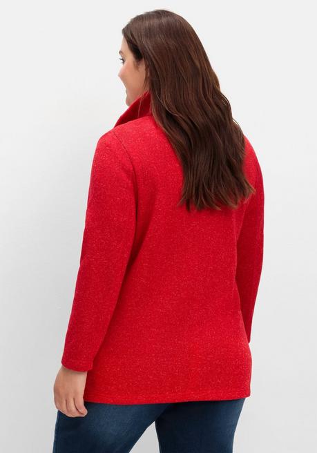 sheego Jacke aus meliertem Strickfleece - rot sheego Limitierter Zeitrabatt