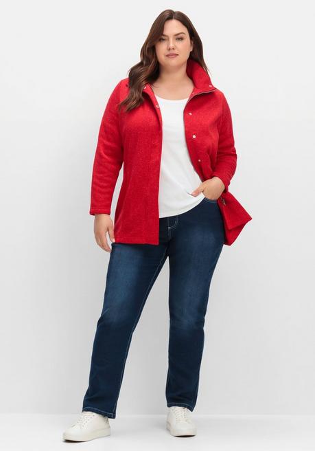 sheego Jacke aus meliertem Strickfleece - rot sheego Limitierter Zeitrabatt