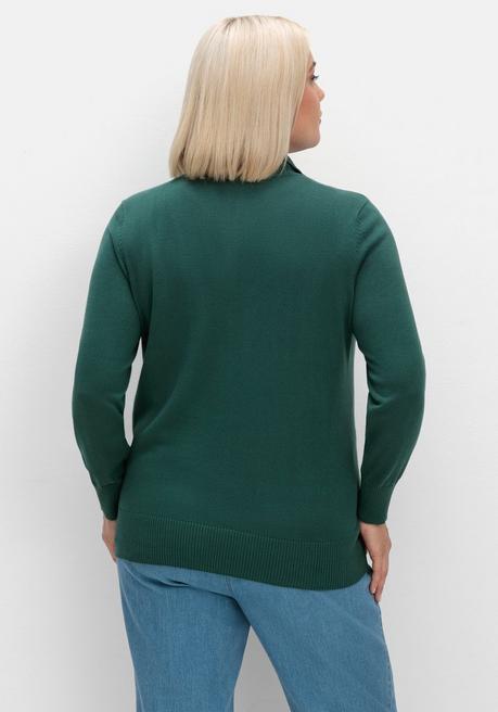 sheego Pullover mit Troyerkragen und Reißverschluss - tannengrün sheego Fabrik Onlineshop