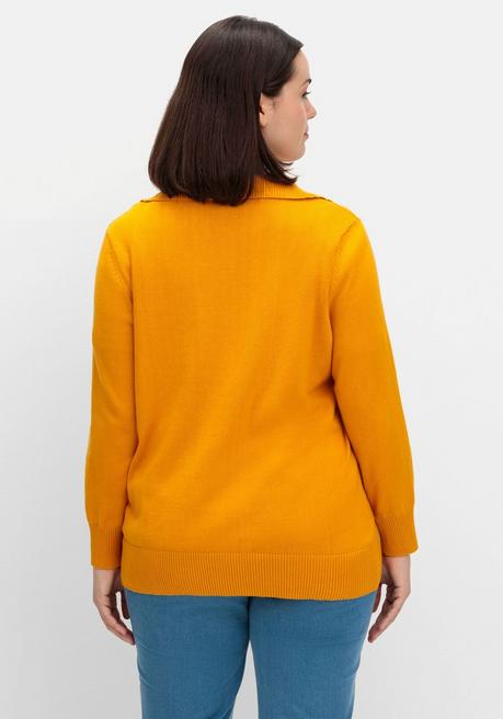 sheego Pullover mit Troyerkragen und Reißverschluss - ocker sheego Sonderangebot