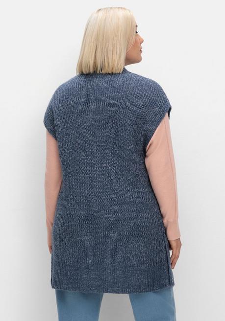 sheego Strickweste in offener Form und melierter Optik - rauchblau sheego Günstig kaufen