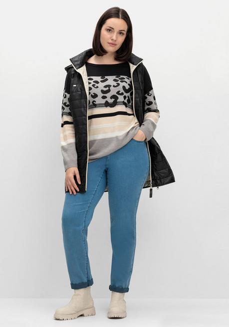 sheego Jacquard-Pullover im Mustermix, mit Animalprint - schwarz gemustert sheego Begrenztes Angebot