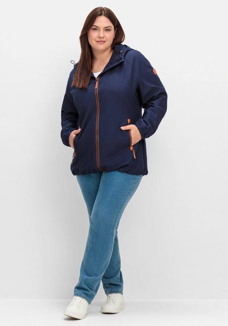 sheego Kapuzenjacke aus Microfaser, mit Kontrastdetails - marine sheego Online Shopping