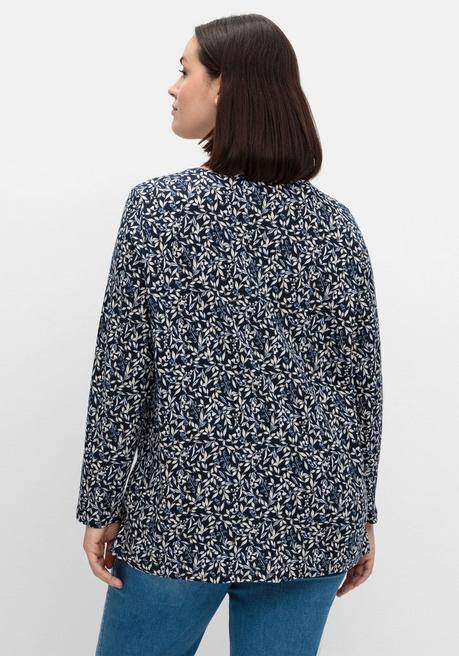 sheego Langarmshirt aus Jersey mit Minimalprint - marine gemustert sheego Preisnachlass