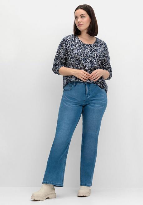 sheego Langarmshirt aus Jersey mit Minimalprint - marine gemustert sheego Preisnachlass