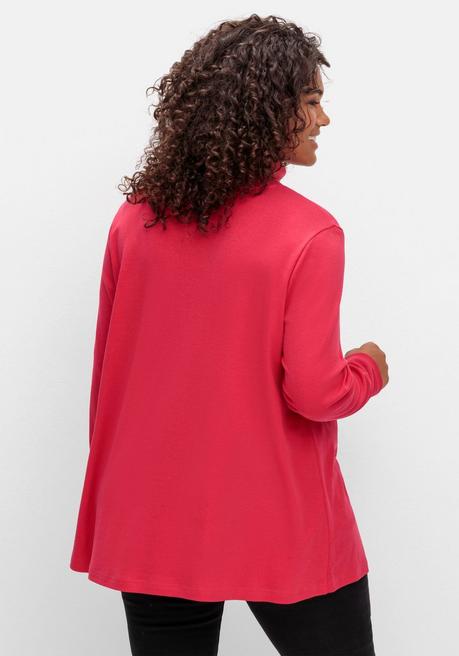 sheego Langarmshirt mit Rollkragen, in A-Linie - magenta sheego Saisonschlussverkauf