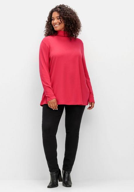 sheego Langarmshirt mit Rollkragen, in A-Linie - magenta sheego Saisonschlussverkauf