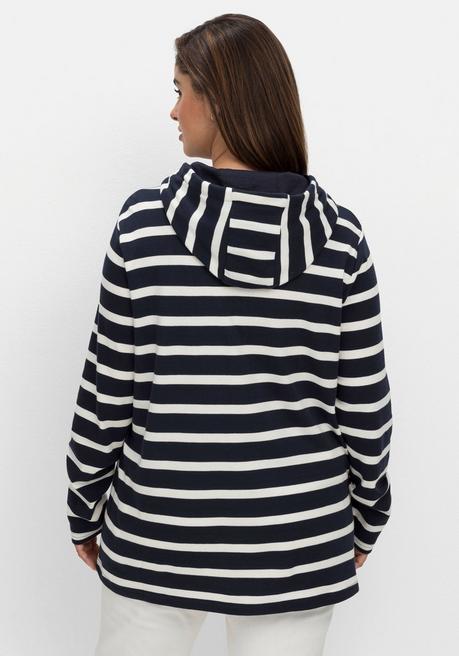 sheego Gestreiftes Langarmshirt mit Kapuze - nachtblau gestreift sheego Black Friday