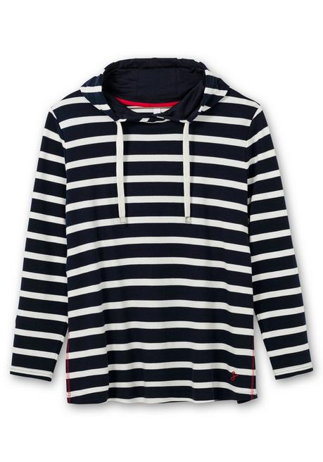 sheego Gestreiftes Langarmshirt mit Kapuze - nachtblau gestreift sheego Black Friday