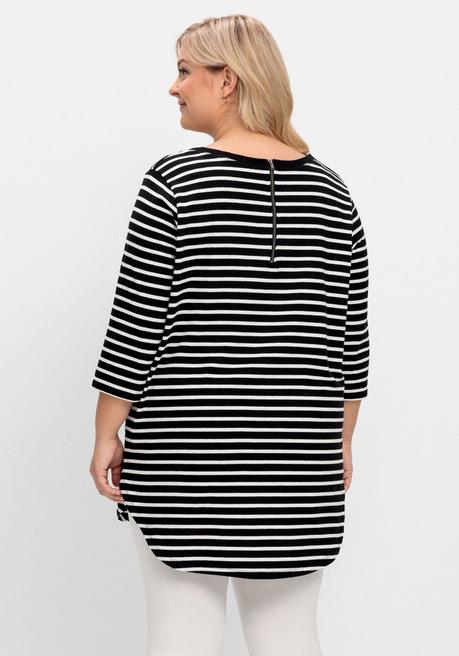sheego Longshirt in Oversized-Form mit Streifen - schwarz-weiß sheego Weihnachtsangebot
