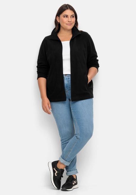 sheego Kuschelige Fleecejacke mit Reißverschluss - schwarz sheego Osterangebot
