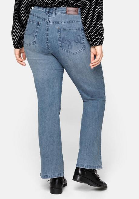 sheego Bootcut-Jeans in 5-Pocket-Form, mit Used-Effekten - light blue Denim sheego Vatertagsangebot