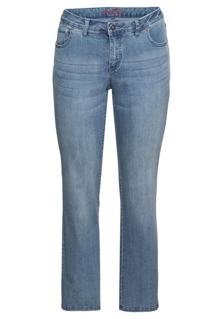 sheego Bootcut-Jeans in 5-Pocket-Form, mit Used-Effekten - light blue Denim sheego Vatertagsangebot