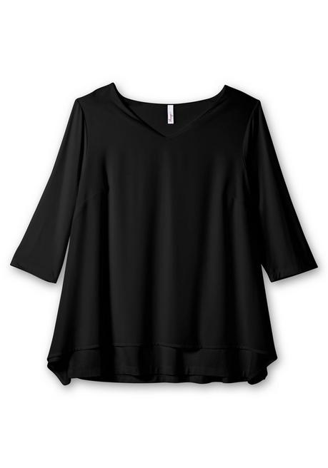 sheego Blusenshirt mit Chiffon, doppellagig - schwarz sheego Tägliche Deals