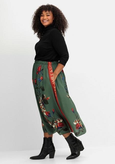 sheego loves miss goodlife Maxirock mit floralem Print, aus Viskose-Satin - grün bedruckt sheego Sonderangebote