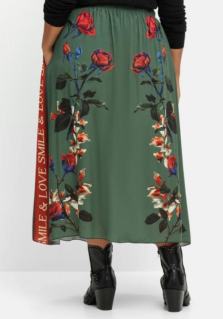 sheego loves miss goodlife Maxirock mit floralem Print, aus Viskose-Satin - grün bedruckt sheego Sonderangebote