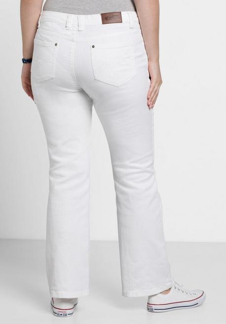 sheego Bootcut-Jeans in 5-Pocket-Form, mit Used-Effekten - white Denim sheego VIP-Rabatte