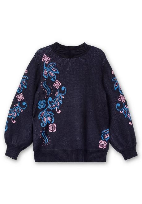 sheego by Joe Browns Pullover mit floralem Jacquardmuster - blau sheego Super Sparpreis