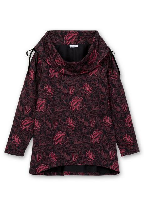 sheego by Joe Browns Sweatshirt in Longform mit weitem Kragen - beere gemustert sheego Begrenzte Freigabe
