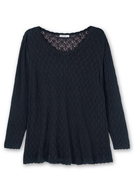 sheego Pullover aus Ajourstrick, in leichter A-Linie - nachtblau sheego JETZT KAUFEN