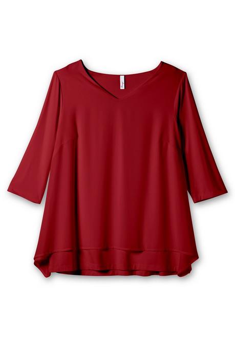 sheego Blusenshirt mit Chiffon, doppellagig - rubinrot sheego Letzter Tag