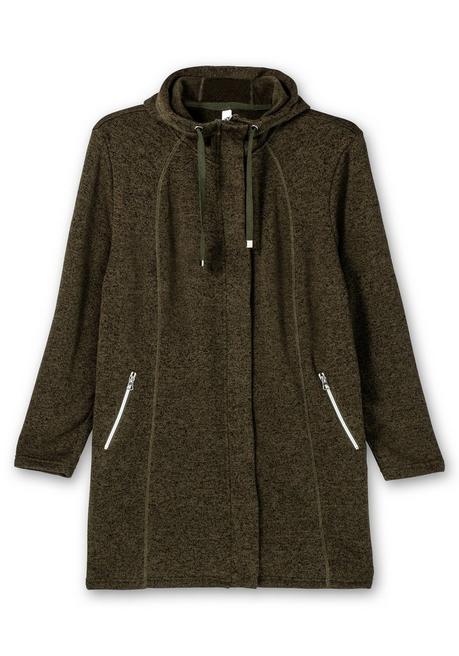 sheego Fleecejacke mit Kapuze, in Melange-Optik - dunkeloliv meliert sheego Zeitbegrenzte Promotion