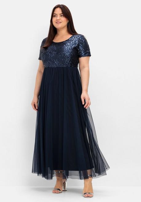 sheego Abendkleid in A-Linie, mit Pailletten - marine sheego Bis zu 50% Rabatt