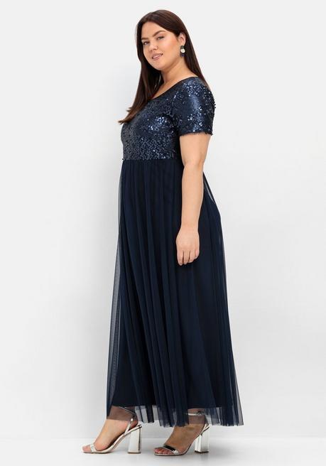 sheego Abendkleid in A-Linie, mit Pailletten - marine sheego Bis zu 50% Rabatt