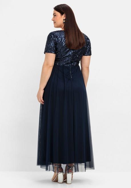 sheego Abendkleid in A-Linie, mit Pailletten - marine sheego Bis zu 50% Rabatt