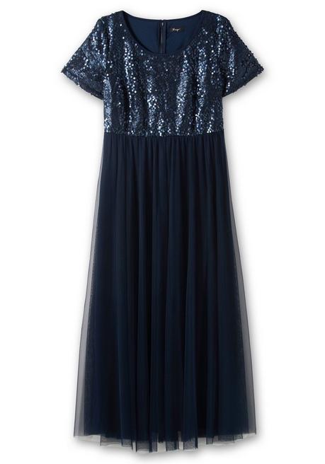 sheego Abendkleid in A-Linie, mit Pailletten - marine sheego Bis zu 50% Rabatt