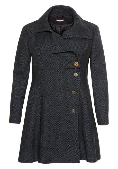 sheego by Joe Browns Kurzmantel im asymmetrischen Schnitt - schwarz-blau sheego Bis zu 65% Rabatt