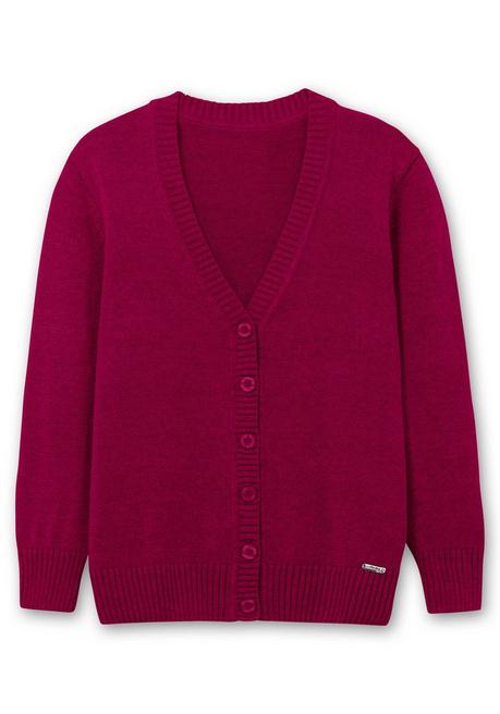 sheego Strickjacke mit V-Ausschnitt und Knöpfen, tailliert - fuchsia sheego Discount Store für neue Produkte
