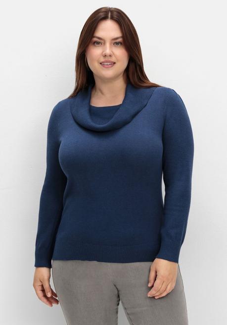 sheego Pullover mit weitem Wasserfall-Rollkragen - marine sheego 50% Rabatt mit kostenlosem Versand