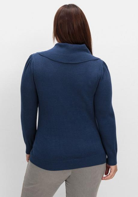 sheego Pullover mit weitem Wasserfall-Rollkragen - marine sheego 50% Rabatt mit kostenlosem Versand